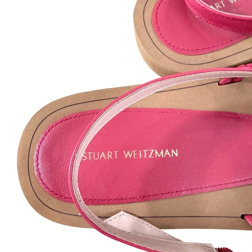 Stuart Weitzman Sandals 28 Cassie Rich‎ Red Leather Thong Size 11B EU 41.5